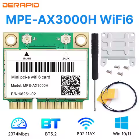 WiFi 5/6 Adapter AX3000H/AC7260 Dual Band 2.4G/5Ghz For Bluetooth 4.0/5.2 Mini PCI-E Network Wlan Wi