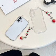 猫耳草莓鏈適用於蘋果新款17系列手機時尚簡約保護殼蘋果14plusins風保護殼-整套 iphone 17 Pro Max