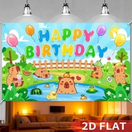 1pc tapestry 6x3.6 ft, Polyester Banner, Capybara Birthday Party Decorations Capy Bday Backdrop