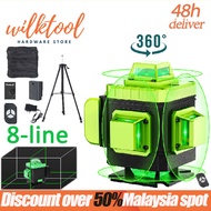 Wilk TOOL 8 Lines Laser Level Green Light Self-Leveling 360° Rotary Cross 3D 4D Auto Measurement Too
