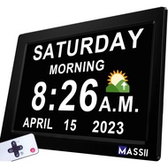 MASSII 【2025 New】 11.5" Large Talking Clock with Voice Talking Date and Time, Calendar Clock for Dem