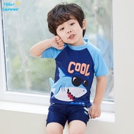 Ready stock Swimwear for kids Baby 2-10Years Boys Swimming Suit Quick Dry Cartoon Cool Shark Split Bathing Suit Two Piece