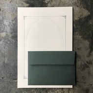 信紙組/甜蜜回憶相框/活版印刷/米色信紙/墨灰綠信封