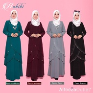 Jubah Layer Exclusive Dengan taburan batu Crystal dengan material fursan berkualiti plain & cantik