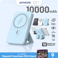 【18 Months Warranty】ANVERS 10000mAh MagSafe Powerbank With Stand For iPhone 15 14 13 12 Pro Max Mini ，20W Magnetic Wireless Fast Charging Power Bank Portable Charger