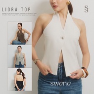 Swana.ss-Liora top XS-XL ‍ ️ Backless Halter 1 Silver Button