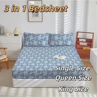 3 in 1 Queen Double Single Bedsheet Set Double Size Bedsheet Bedsheet set