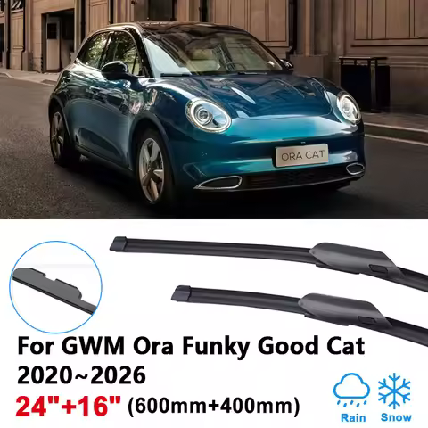 24"+16" For GWM Ora Funky Good Cat 2020~2026 2021 2022 2023 2024 2025 Front Wiper Blades Rubber Brus