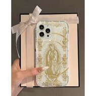 เคสใสลาย Our Lady & Cross ใช้ได้กับ iPhone 11/12/13/14/15/15pro/15 Plus/15 Promax/7plus/8plus/X/Xs M