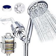 SR SUN RISE Handheld Shower Head with Filter - 20 Stage Shower Filter for Hard Water - 6-Settings 5" High Pressure Handheld Shower Head with 2.45 Meter/96 Inch/ 8 FT Extra-Long Shower Hose