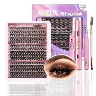Natural False Eyelash Cluster DIY Reusable, Eyelash Cluster Set with Adhesive and Sealant & Tweezers