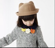 韓版 馬術帽 兒童 盆帽 可愛 貓耳朵帽  親子帽 羊毛呢 小禮帽 貓耳帽子 圓頂帽 女帽 帽子女貓耳帽