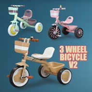 Basikal Budak Kanak 2 Tahun 3 WHEEL BICYCLE V2 Bicycle Kids outdoor Tricycle Kids Stroller 3 Wheels 