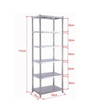 RAREITEM 【ส่งจากไทย】 ชั้นวางสแตนเลสอเนกประสงค์ สแตนเลส 201 ขนาด 6 ชั้น ปรับระดับได้