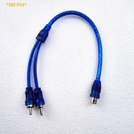 NFPH&gt; 4pcs 7" RCA Audio Cable "Y" Adapter Splitter 1 Female to 2 Male Plug Cable Blue new