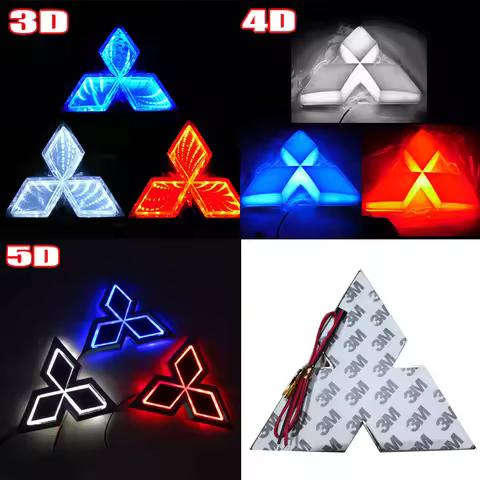 3D 4D 5D Car Front Rear LED Emblem Badge Light Sticker for Mitsubishi Lancer 9 ASX L200 Colt Pajero 