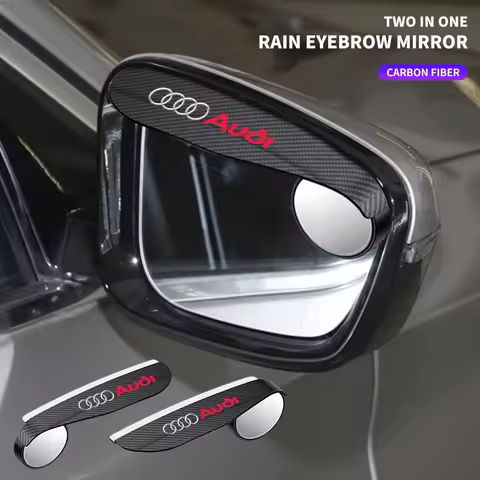 2in1 Car Rearview Mirror Rain Eyebrow Reversing Small Round Mirror For Audi A5 A6 C6 C5 A1 A7 A8 Q2 