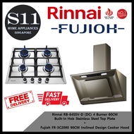 Rinnai RB-64SSV-D (DC) 4 Burner 60CM  Built-In Hob Stainless Steel Top Plate + Fujioh FR-SC2090 90CM Inclined Design Cooker Hood BUNDLE DEAL - FREE DELIVERY