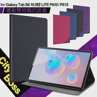 CITYBOSS for 三星 Samsung Galaxy Tab S6 Lite 10.4吋 P610 P615 運動雙搭隱扣皮套黑