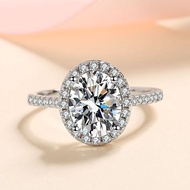 Halo Oval Ring Real Moissanite s925 Sterling Silver 2ct 1ct Wedding Engagement Ring with GRA