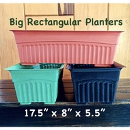 3 pcs Big Rectangular Eco Plastic Pots Planters for Vegetables Flowers Plants 17.5 x 8 x 5.5 inches