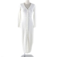 全新 Marine Serre 白色針織連身裙，貝殼紐帶，V 領，長袖，超長款。白色，S 號。正品。女款。