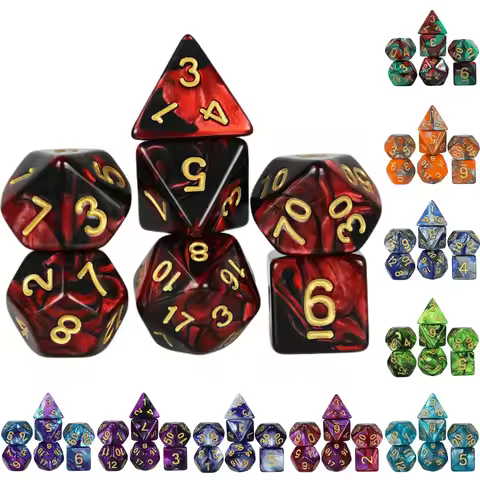 DND Dice Set 7pcs Mixing Color Polyhedral Dice for Party Tabletop Game Card Games DND RPG D4-D20