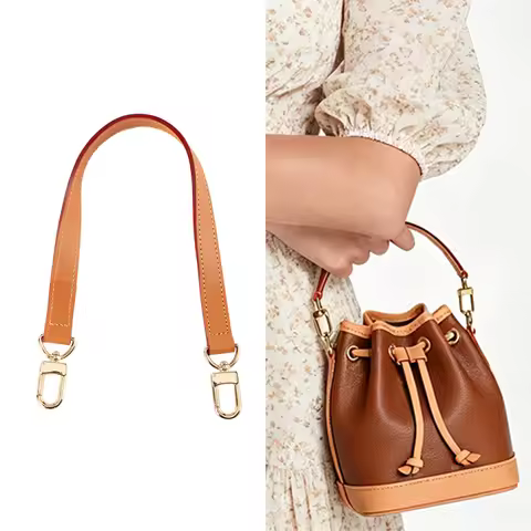 Berry&Snowy Genuine vachetta leather strap Replacement For LV neonoe Bag Handle Vintage Shoulder Bag
