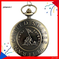 [JM] Vintage US Veteran Army Bronze Pocket Watch Quartz Necklace Pendant Antique Gift