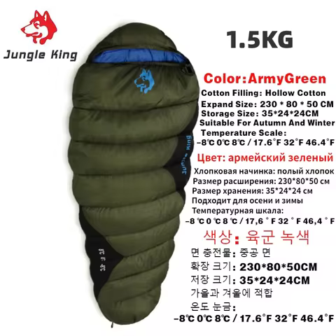 JUNGLE KING CY0903 Newest Thickened Winter Cold Weather Waterproof Sleeping Bag Camping Hiking Suppl