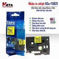 HZe-FX621 Printed Labels (Black Letters on Yellow Background, Size 9mm X 8M) - Compatible with Broth