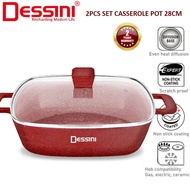 DESSINI 28CM Granite Non Stick Casserole Pot Periuk Besar Aluminium Cooking Pot Gas Electric Dapur