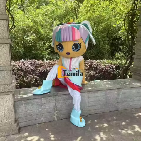 Adult size Rainbow girl woman Mascot Costume Clothing set Fancy Dress Birthday Party Surprise clothi