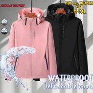 【WATERPROOF】 Hoodie Removeable BolehTanggal Topi Water-Resistant WindbreakerUnisex Windproof Bomber 