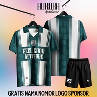 [Green Flower Edition] Jersey Futsal Custom Free Nama Nomor Murah Keren Terbaru / Kostum Sepak Bola 