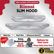【FREE SHIPPING】Rinnai 60cm / 90cm 490m3/hrs 3 Speed Slim Cooker Hood RH-S95A-SSVR RH-S65A-SSVR S95A 