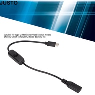 JUSTO Power Extension Cord, 30cm/11.8inch with ON/ Switch Type C Male to Female, Durable USB Extensi