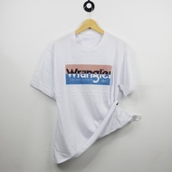 Wrangler นำเข้าเสื้อยืดผู้ชาย Wrangler USA เสื้อยืดนำเข้าแขนสั้นผู้ชาย/ผู้หญิงสีขาว