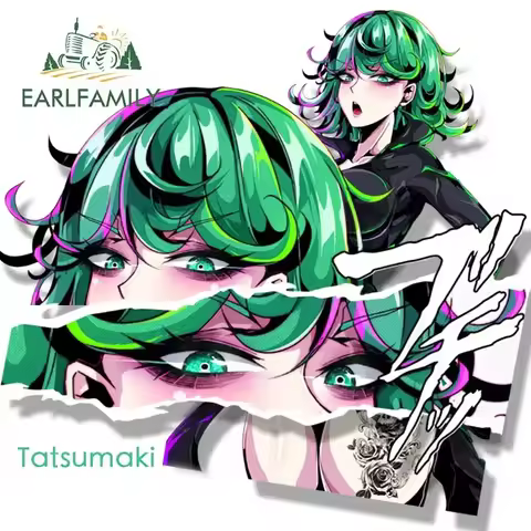 EARLFAMILY Gyaru Tattoo Tatsumaki Fanart Car Sticker JDM Anime Bald Man Sketch Waifu Decal NSFW Peek
