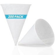 4.5oz Snow Cone Cups - Pack of 200 Rolled Rim Paper Cone Cups, White Disposable Cups for Paper Cup D