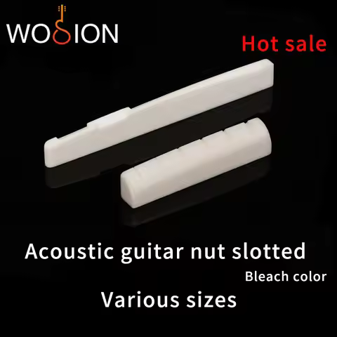 Wosion Bovine bone bleached Acoustic guitar and Classical guitar nut slotted, upper and lower nuts s