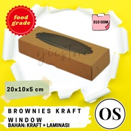 Box Chocolate Box Kraft Brownies Window With Laminate Window 20x10x5cm 310gsm For Cake, Brownies