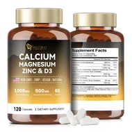 Migcopat Calcium Magnesium Zinc Supplement With Vitamin D3 & K2, 1000mg Calcium, 500mg Magnesium - B