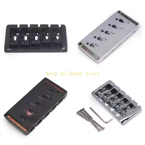 U1JC 5 String Bass Bridge Assembly, 5 String Vintage Bass Bridge for 5 Strings Electric Bass Guitar 