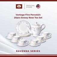 Vantage Fine Porcelain Ravenna Snowy Rose 20pcs Tea Set | Premium Tea Cup Set Tableware