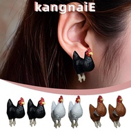 KANGNAI Funny Chicken Earrings, Animal Jewelry Handmade Hand Painted Chicken Earrings, Cute Elegant 