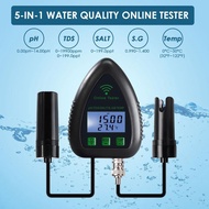 5-in-1 Water Quality Tester – Tuya Smart APP Remote Control pH TDS Salinity SG Temperature Meter for