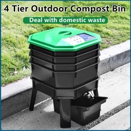 4 Tier Compost  Bin Large Outdoor Garden Compost Waste Bin Tumbler Stand Storage With Plastic Bin Fo