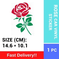 [STICKER KINGDOM] ROSE STICKER/ CAR STICKER/ STICKER KERETA/ MOTORCYCLE STICKER RED AND GREEN 14.6CM