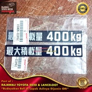 Rear Trunk Sticker 400KG Land Cruiser Hardtop 2F, FJ, BJ40, Prado, VX80 & Universal Max Load Label J